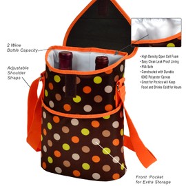 Picnic at Ascot Insulated Wine/Water Bottle Tote with Shoulder Strap - Julia Dot