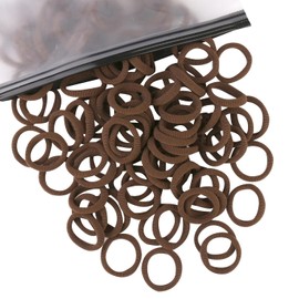 100 Pcs Cotton Hair Ties for Girls Kids Multicolor Small Seamless Elastic Ponytail Holders Hair Bobbles Bands (Dark Brown)