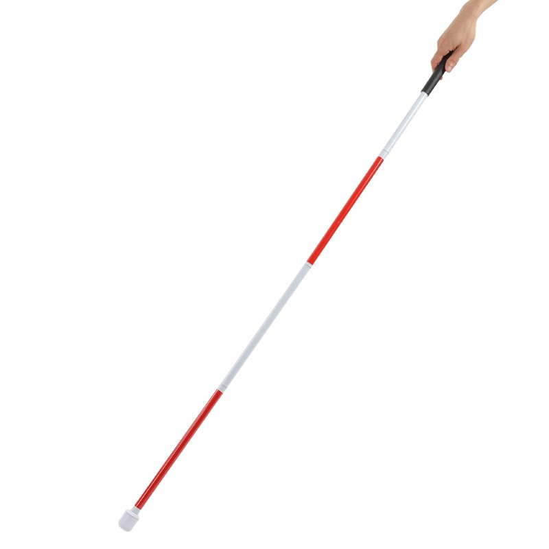 Folding Blind Cane Anti Slip Handle Red White Aluminium Light