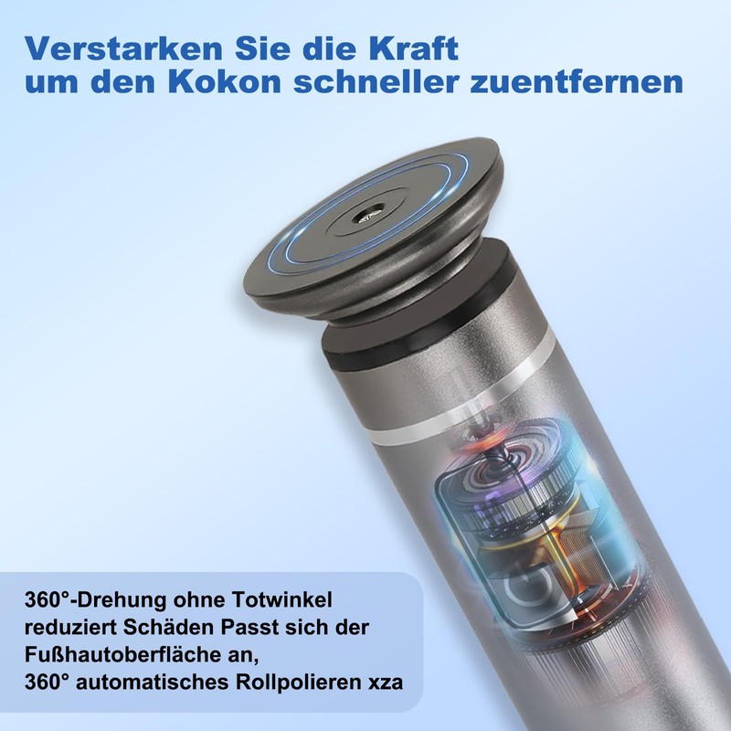 Hornhautentferner Elektrisch mit DermaGlide Technologie - Wiederaufladbar & mit 4