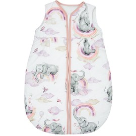 Baby Comfort Sleeping Bag 0.5 Tog Sleep Sack 100% Cotton, Summer Wearable Blanket 104-110 (Pink Elephants)