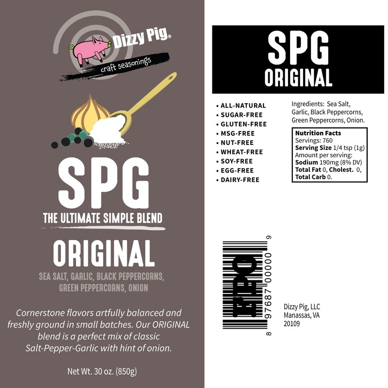 Dizzy Pig SPG Original (Salt, Pepper & Garlic) Seasoning Rub