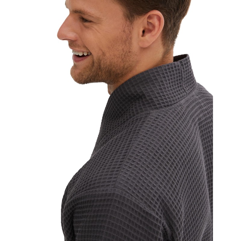 Morgenstern Men's Waffle Pique Bathrobe, Grey - xl