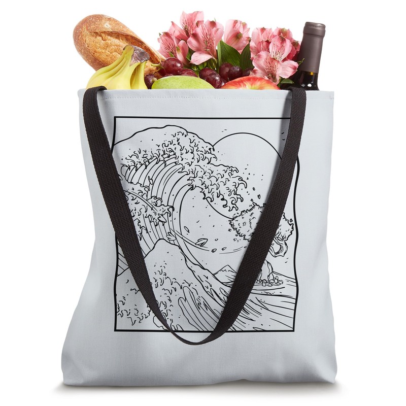 Japanese Wave Line Art Japan Graphic Tote Bag