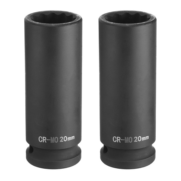 HARFINGTON 2Pcs 12-Point Deep Impact Socket 1/2 Inch Drive 20mm
