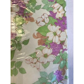 NOS 1980's Vintage floral White Gardenia Purple Violet Craft Gift Wrap Paper