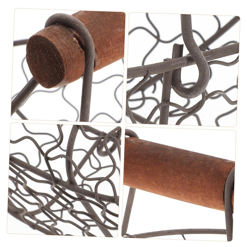 OHPHCALL Wrought Iron Storage Basket Multifunctional Egg Fruit Holder for