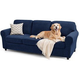 SUBRTEX 7 Pieces Stretch Sofa Slipcover Sets Couch Cover Sets Backrest Cushion Covers Furniture Protector Collection Set for Oversize Sofa Loveseat Chair Slip Covers(Large, Navy)