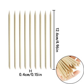 WELANE Double Sided Cuticle Pusher Remover, 100 PCS Nail Wooden Sticks for Home, Salon Manicure Pedicure Tools (11.3cm/4.4in)