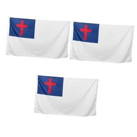 Mipcase 3pcs Celebration Cross Flag Decorative Outdoor Banner with Easy Installation Buckle Rings Vibrant Patterns for Easter and for Garden and Porch Decor