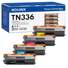 TN336 TN-336 Toner Cartridges 4 Pack: Replacement for Brother TN336BK TN-336 TN331 Toner Compatible with HL-L8250CDN L8350CDW L9200CDW MFC-L8600CDW L8850CDW L9550CDW (Black Cyan Magenta Yellow,4 Pack)