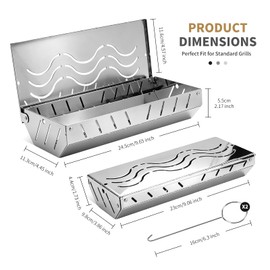 2PCS Stainless Steel Smoker Box for Weber,Gas Grill Smoker Box with 2Hooks