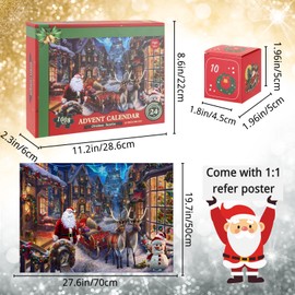 Advent Calendar 2024 Christmas Jigsaw Puzzles, 24 Days 1008 Pieces Christmas Countdown Puzzles for Kids Adults, Advent Jigsaw Puzzle 2024 Great Xmas Gifts Idea Home Decor