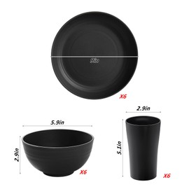 18pcs Wheat Straw Dinnerware Sets, SANLUNS Unbreakable Reusable Dinnerware Set for 6,Kitchen Cups Plates and Bowls Sets Plates Cups and Bowls Set Dishwasher Microwave Safe Dinner Dishes