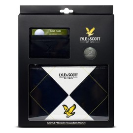 Lyle and Scott Argyle Premium Valuables Pouch – Pitch Perfect Golf Gifts for Men – Luxurious Zippable Leather with Velour Lining, Card Wallet, Money Clip, 32mm Ball Marker – Golf Accessories