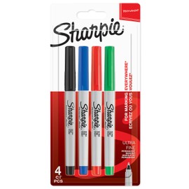 Sharpie Permanent Markers | Ultra-Fine Point | Assorted Classic Colours | 4 Count