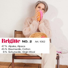 LANA GROSSA Brigitte No. 2 | Elegant Net Yarn Structure Made of Alpaca and Cotton | Hand Knitting Yarn Made of 47% Alpaca, 45% Cotton and 8% Virgin Wool | 50 g Wool for Knitting and Crocheting | 140 m