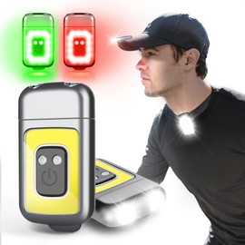 Yls Clip On Running Light, 5 Lighting Modes LED Running Flashlight Portable Weatherproof Hat Light Rechargeable Night Running Lights Lightweight Hat Clip Light for Running Camping Hiking Jogging