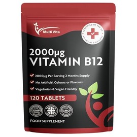 Vitamin B12 Tablets 2000mcg – High Strength Methylcobalamin Form – 120 Vegan Tablets not Capsules, 2 Months Supply – Bioavailable & Easy to Swallow – UK Made Non-GMO, Gluten-Free, Dairy-Free