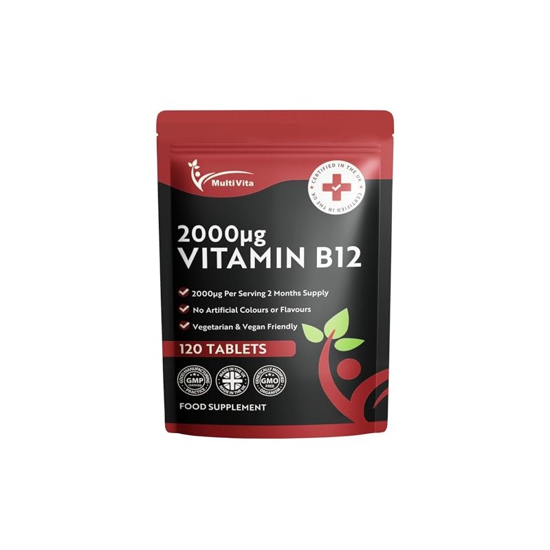 Vitamin B12 Tablets 2000mcg – High Strength Methylcobalamin Form –