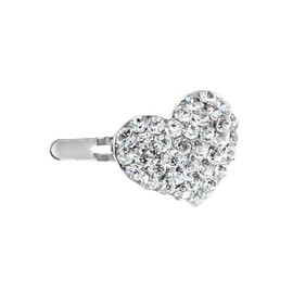 DoubleAccent Hair Jewelry Austrian crystal Mini Heart Magnet Barrette, 1pcs, White