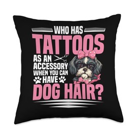 Dog Grooming Apron Dog Hairdresser Salon Dog Groomer Throw Pillow