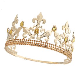 Royal King Crown Men's Metal Prince Crowns Tiaras Full Round for Christmas/Wedding/Prom/Pageant/Birthday Party Photography, Metal