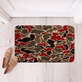 Feelyou Duck Hunter Red Camouflage Hunting Bathroom Rugs 20"x32" Kids Black Brown Bath Rugs for Shower Tub for Boys Teens Camo Army Bath Mats for Bathroom Non-Slip Wild Bathroom Accossories