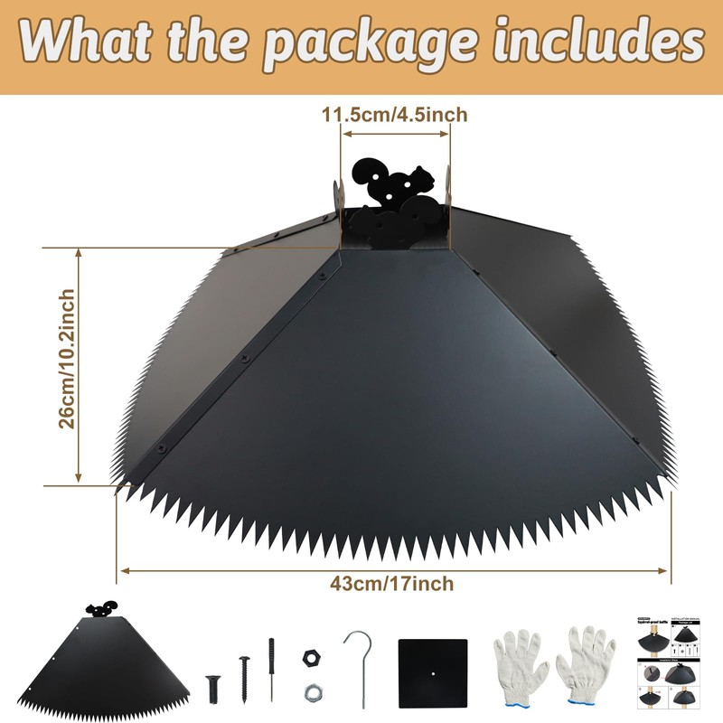 Upgrade Metal Squirrel Baffle for 4x4 Post - 17 inch
