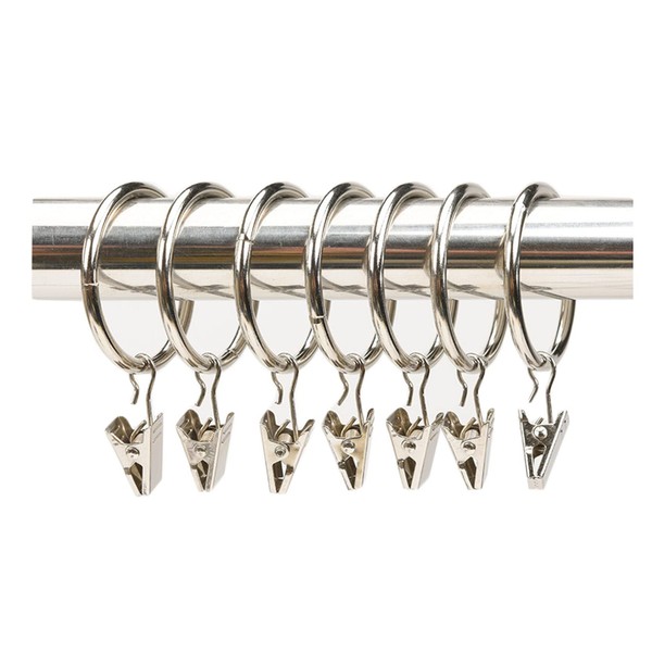 Anawakia Pack of 10 Curtain Rings with Clips Metal Curtain