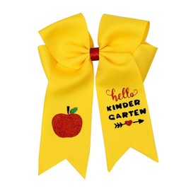 Girl School Hair Bow Back to School Hair Clip Hair Pin School Hair Accessories 2 Pack TSFJ55 (Letter Yellow)