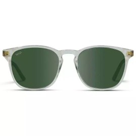 WMP Eyewear Nick | Polarized Sunglasses - Glossy Clear / Smoke Green Lens
