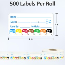 500pcs 1 inch X 2 inch Restaurant Quality Shelf Life Food Rotation Labels, Self-Adhesive Removable for Reusable Containers, Food Safety Date Sticker, Leftover Labels (1 * 2in-500pcs-Blue5)