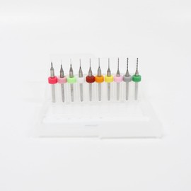 HOOWDAMY 0.1-1.0MM PCB Drill Bit, Ultra Fine Drill Bit, Micro Drill Bit, Set of 10, SMT Carbide, Abrasion Resistant, Precision Drill Bit, Decorative, Engraving, Printed Circuit Board, Pearl, Storage