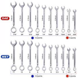 Bestgle 20Pcs Mini Wrench Set, Metric SAE Open Box End Mini Combination Ignition Wrench, 4-11mm 5/32"-7/16" Fixed Head Small Wrench Spanner Set for Assembling Furniture Small Equipment