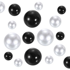 sourcing map 120Pcs Faux Pearls for Vase Fillers No Hole Pearls Beads Floating Artificial Pearls for Centerpieces Vases, Brush Holder, DIY Parts 14/20/30mm (Black/White)