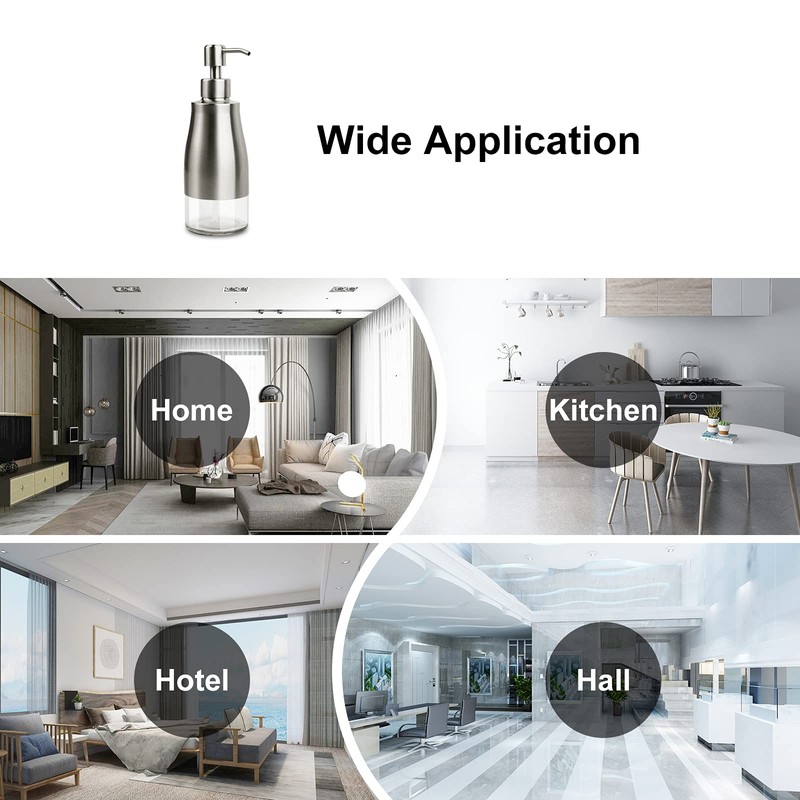 AUMIO Dish Soap Dispenser with Stickers, Stainless Steel Body &