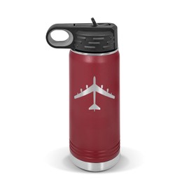 RDW B-52 Stratofortress Water Bottle 20 oz - Laser Engraved w/Flip Top Removable Straw - Polar Camel - Stainless - Vacuum Insulated - Drinkware - Bomber b52 v2 - Maroon