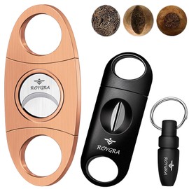 roygra Cigar Cutter Set, Guillotine, Enlarge V-Cut Fit All Cigar Sizes, Cigar Punch - 3 Pack (Bronze)