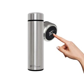 Good Connections ZUB-7001 Stainless Steel Vacuum Flask with Smart Touch Screen Temperature Display 500 ml with Tea Strainer Silver