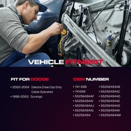 XIMAKA Rear Passenger Side Power Window Regulator with Motor (2 Pins) Fit for 2000-2004 Dodge Dakota (Crew Cab Only Cable Operated), 1998-2003 Durango, 741-599