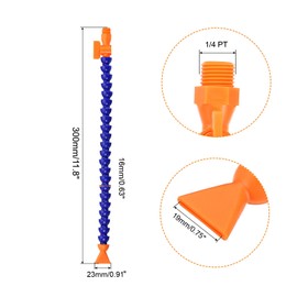QUARKZMAN 1/4 Inch Thread Flexible Water Oil Coolant Pipe Hose 30 mm Plastic Adjustable Flat Nozzle Cooling Pipe Hose with Switch for Lathe CNC Water Cooling System, Pack of 4