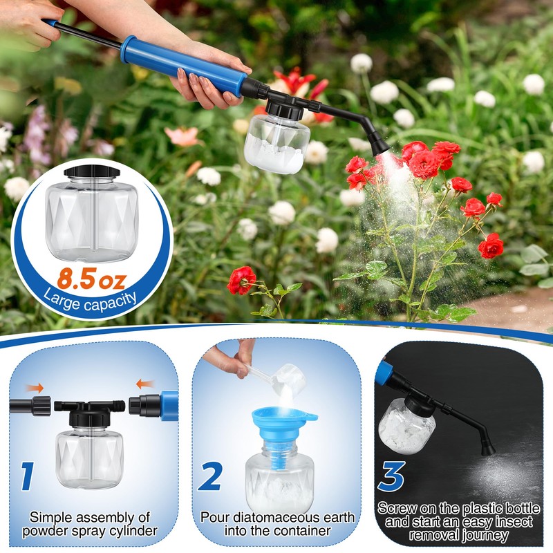 Qualirey Diatomaceous Earth Duster, 250ml Garden Powder Applicator Dispenser, Bulb