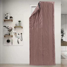 DYNAMI Thermal Insulated Door Curtain,Insulated Door Cover Noise Reduction Waterproof Warm,for Living Room Garage Front Door Patio Kitchen,No-Punch Installation (31.5" x 78.7",Brown)