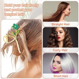 RAFIYU Women's Hair Clips, 4 Pieces Flower Hair Clip Large for Women, Metal Hair Accessories with Flowers, Gold Claw Clip for Girls, Hair Claw Clips, Jaw Clips for Thick Hair, Thin Hair