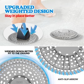 zaa Shower Drain Hair Catcher, Premium Silicone Drain Protector & Shower Drain Cover for Regular Drains of Shower Room, Bathroom, Gray