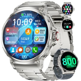LIGE Smart Watches for Men(Answer/Make Call),1.85" HD Screen Outdoor Sports Smartwatch,800mAh Battery,Heart Rate/Sleep Monitor 5ATM Waterproof Fitness Tracker for Android iOS,Sliver