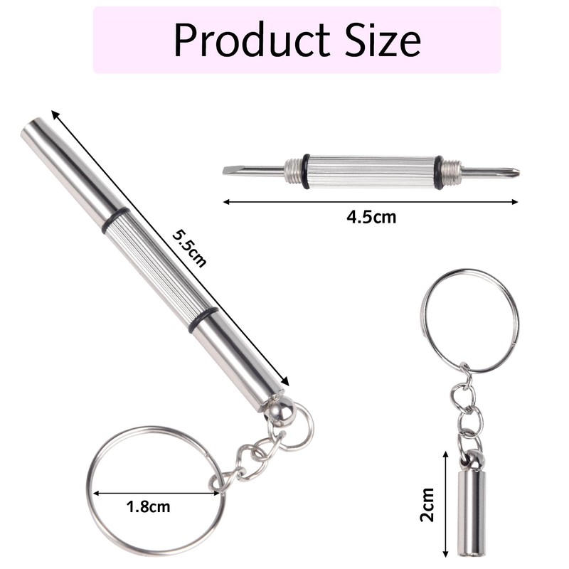 2 Pcs Mini Eyeglass Screwdriver Multifunction Hand Tool 3-in-1 Eyeglass