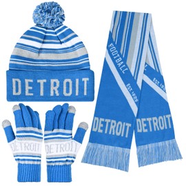 Vintage Classic Skull Cap Beanie Hat Cuffed Winter Hat Knit Comes with Warm Gloves Scarf Gifts for Men Women Fans