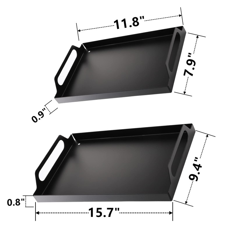 Peohud 2 Pack Black Metal Serving Tray, Decorative Coffee Table